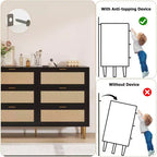 Commode 6 tiroirs en rotin avec pieds et poignées dorés, commode double large moderne avec grand plateau et dispositif anti-basculement pour chambre et salon