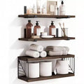 3+1 Tier Bathroom Floating Shelves Over Toilet 15.8in Farmhouse Rustic Wood Shelves Wall Decor for Bathroom Living Room