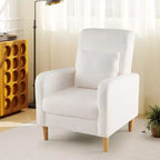 Fauteuil d'appoint Costway avec oreiller lombaire, revêtement en tissu polaire, pieds en bois d'hévéa pour le salon