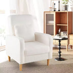 Fauteuil d'appoint Costway avec oreiller lombaire, revêtement en tissu polaire, pieds en bois d'hévéa pour le salon