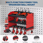Organisateur d'outils électriques, support de perceuse mural avec station de charge, rangement robuste pour outils électriques à 3/4 niveaux, 4 étagères de perceuse avec crochets
