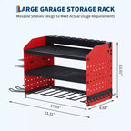 Organisateur d'outils électriques, support de perceuse mural avec station de charge, rangement robuste pour outils électriques à 3/4 niveaux, 4 étagères de perceuse avec crochets