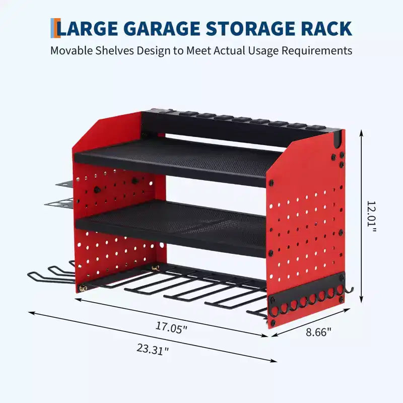 Organisateur d'outils électriques, support de perceuse mural avec station de charge, rangement robuste pour outils électriques à 3/4 niveaux, 4 étagères de perceuse avec crochets