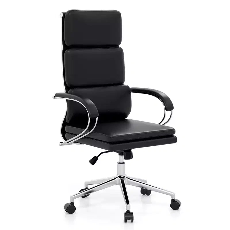 Costway Ergonomic Leather Office Chair Executive Chair w/ Adjustable Lumbar Support
