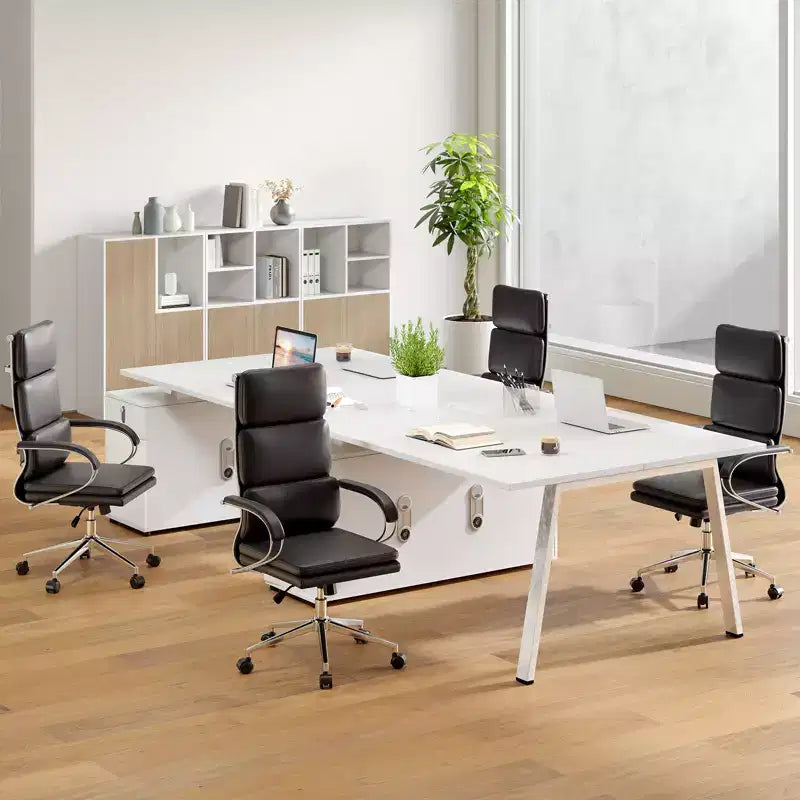 Chaise de bureau ergonomique en cuir Costway Fauteuil de direction avec soutien lombaire réglable