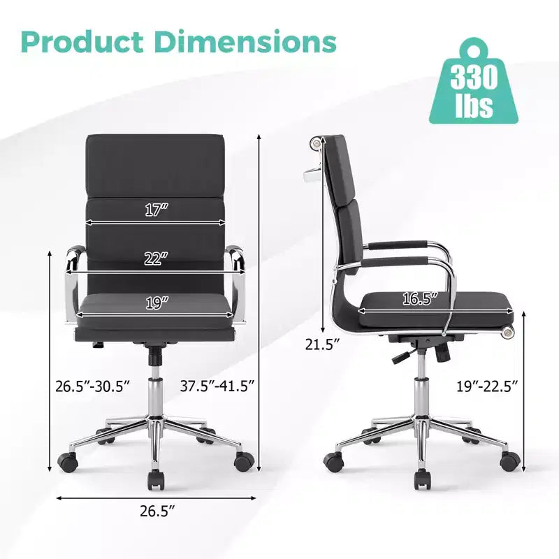 Chaise de bureau ergonomique Costway avec dossier basculant et siège rembourré réglable en hauteur