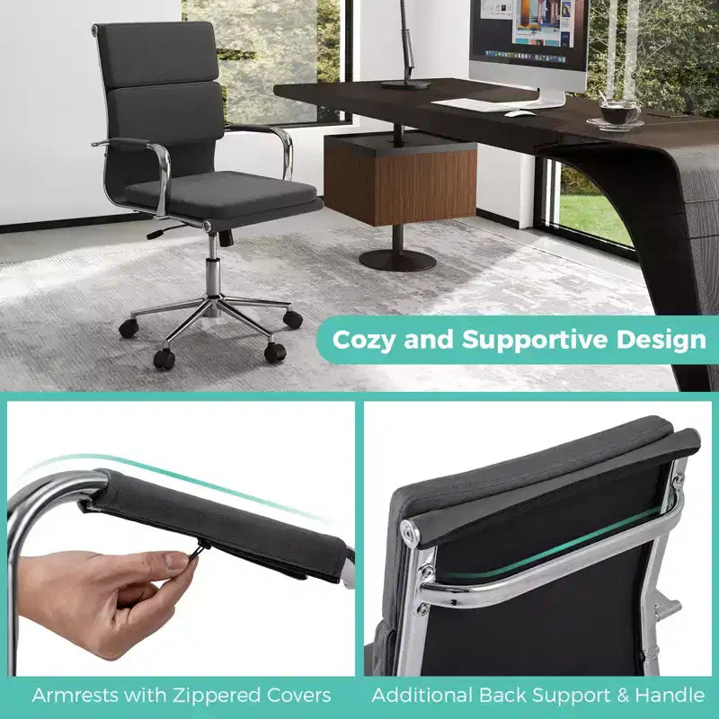 Chaise de bureau ergonomique Costway avec dossier basculant et siège rembourré réglable en hauteur