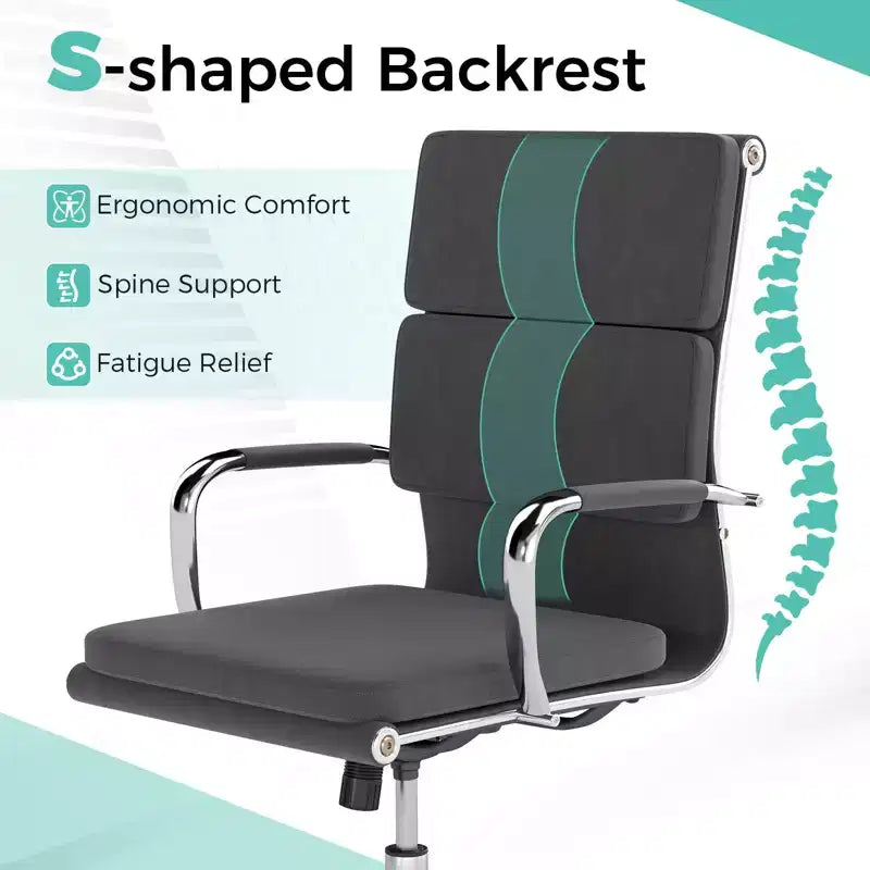 Chaise de bureau ergonomique Costway avec dossier basculant et siège rembourré réglable en hauteur