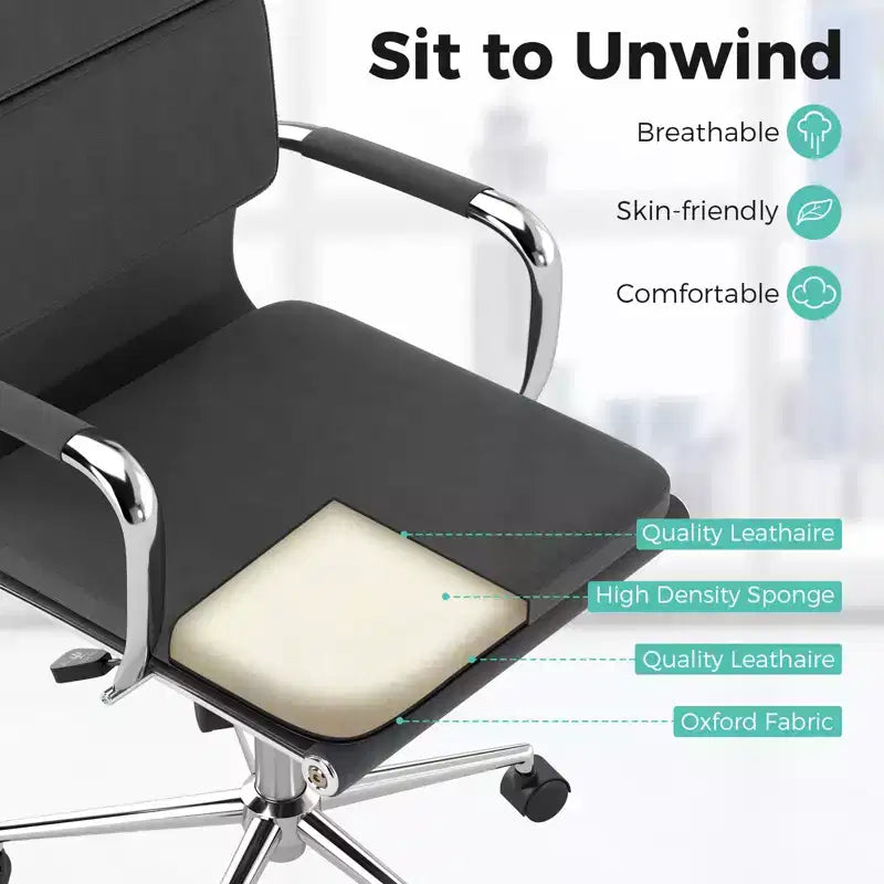 Chaise de bureau ergonomique Costway avec dossier basculant et siège rembourré réglable en hauteur