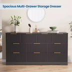 Commode cannelée pour chambre à coucher avec 10 tiroirs, commode moderne de 150 cm de large, meuble TV et placard en bois pour salon et couloir