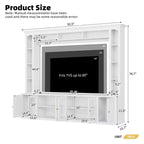 Meuble TV Mural Moderne 4 Pièces, Meuble Console Multimédia avec Bibliothèques et Étagères, Grand Meuble TV avec Porte en Verre Trempé pour TV 80"