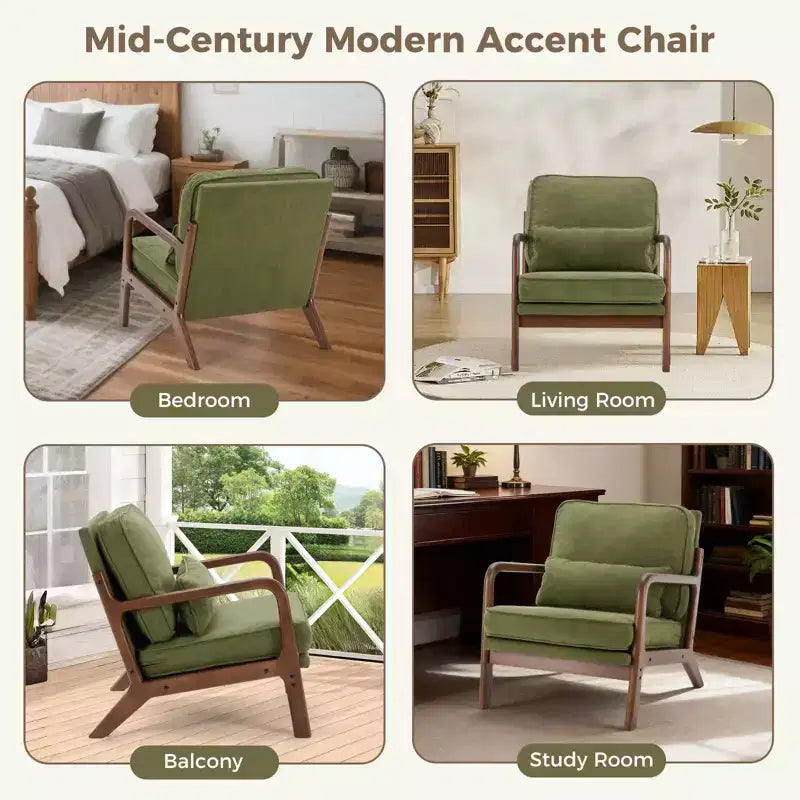 TUYOHW Fauteuils d'appoint en polyester, fauteuils de lecture rembourrés avec accoudoirs et coussin lombaire pour salon, chambre à coucher