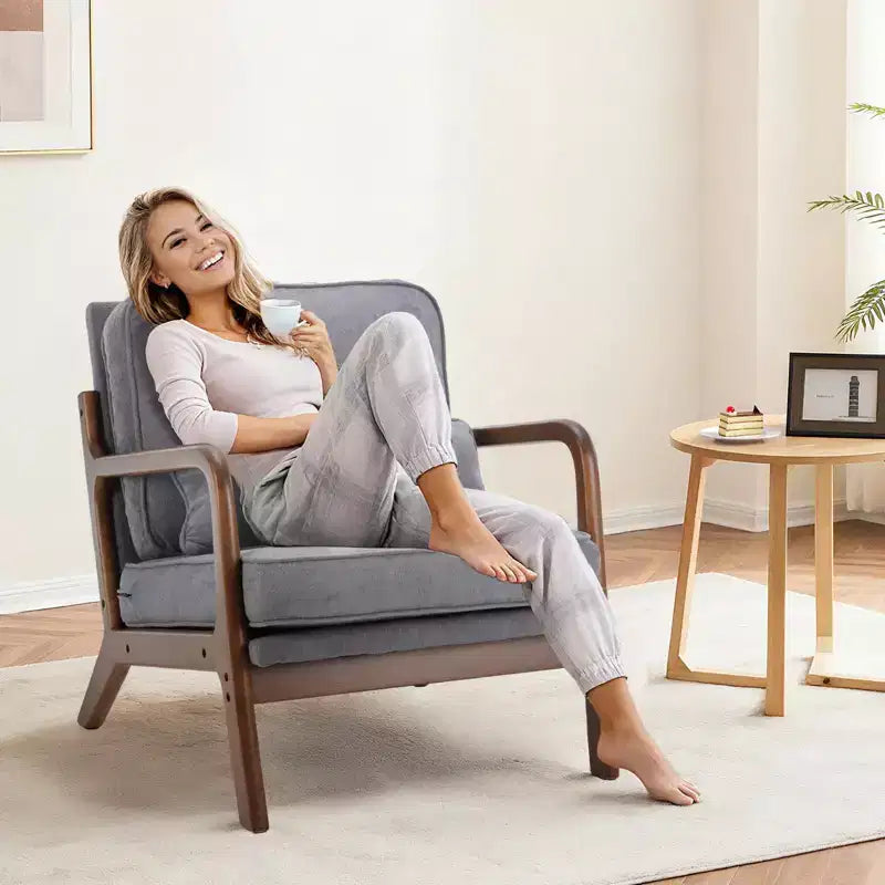 TUYOHW Fauteuils d'appoint en polyester, fauteuils de lecture rembourrés avec accoudoirs et coussin lombaire pour salon, chambre à coucher
