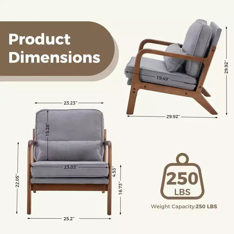 TUYOHW Fauteuils d'appoint en polyester, fauteuils de lecture rembourrés avec accoudoirs et coussin lombaire pour salon, chambre à coucher