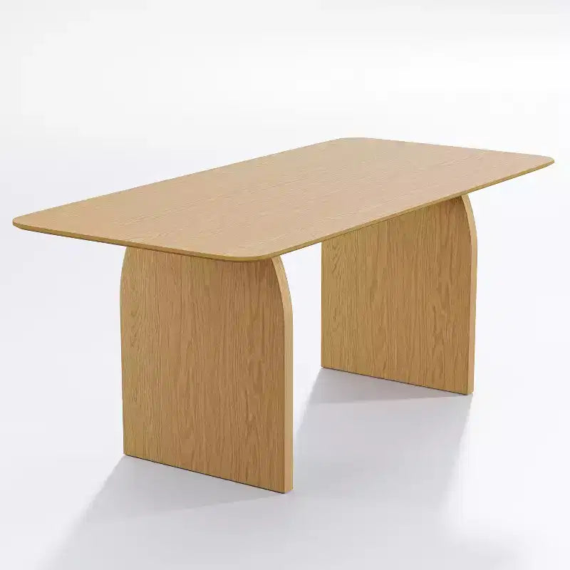 HomeRoots Table de salle à manger à double piédestal en bois massif naturel 66