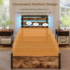 Cadre de lit double Costway avec tiroirs, lumières LED, prises et ports USB, contrôle intelligent par application