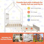 Lit de repos double Costway en forme de maison avec tiroir-lit en bois, 8 compartiments de rangement, blanc