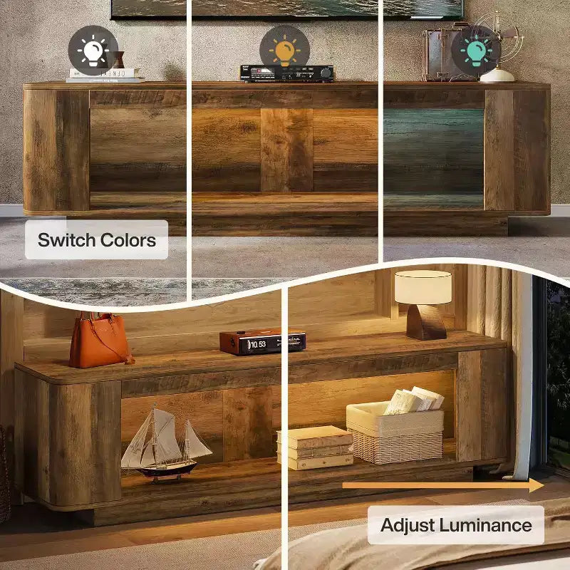 Meuble TV Lantine 70.9", console multimédia pour téléviseurs 65/70/75/80 pouces, meuble de télévision pour salon