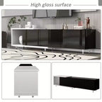 Meuble TV moderne pour téléviseurs de 80 pouces, meuble de rangement TV en bois avec 3 tiroirs, meuble TV/console multimédia avec pieds réglables et étagère ouverte
