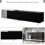 Meuble TV moderne pour téléviseurs de 80 pouces, meuble de rangement TV en bois avec 3 tiroirs, meuble TV/console multimédia avec pieds réglables et étagère ouverte