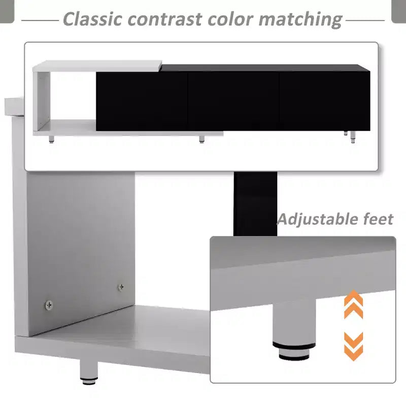 Meuble TV moderne pour téléviseurs de 80 pouces, meuble de rangement TV en bois avec 3 tiroirs, meuble TV/console multimédia avec pieds réglables et étagère ouverte