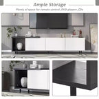 Meuble TV moderne pour téléviseurs de 80 pouces, meuble de rangement TV en bois avec 3 tiroirs, meuble TV/console multimédia avec pieds réglables et étagère ouverte