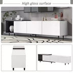 Meuble TV moderne pour téléviseurs de 80 pouces, meuble de rangement TV en bois avec 3 tiroirs, meuble TV/console multimédia avec pieds réglables et étagère ouverte