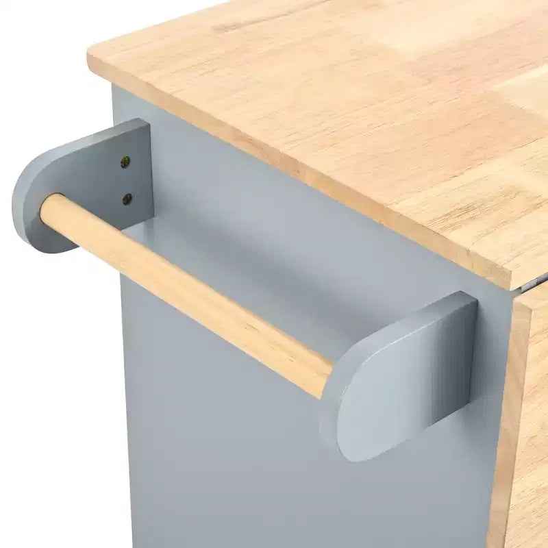 Îlot de cuisine avec prise électrique, chariot de cuisine roulant avec abattant et roulettes, rangement ouvert et porte-bouteilles pour salle à manger