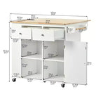 Îlot de cuisine avec prise électrique, chariot de cuisine roulant avec abattant et roulettes, rangement ouvert et porte-bouteilles pour salle à manger