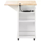 Îlot de cuisine avec prise électrique, chariot de cuisine roulant avec abattant et roulettes, rangement ouvert et porte-bouteilles pour salle à manger