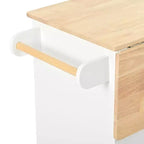 Îlot de cuisine avec prise électrique, chariot de cuisine roulant avec abattant et roulettes, rangement ouvert et porte-bouteilles pour salle à manger