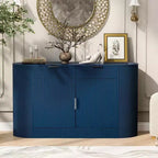 Buffet de rangement Okak Farmhouse 2 tiroirs et 2 portes pour salle à manger, salon, armoires de garde-manger de cuisine avec porte latérale incurvée