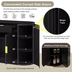 Buffet de rangement Okak Farmhouse 2 tiroirs et 2 portes pour salle à manger, salon, armoires de garde-manger de cuisine avec porte latérale incurvée