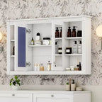 Whisen 47 Armoire de toilette à miroir, armoire à pharmacie murale avec étagère réglable