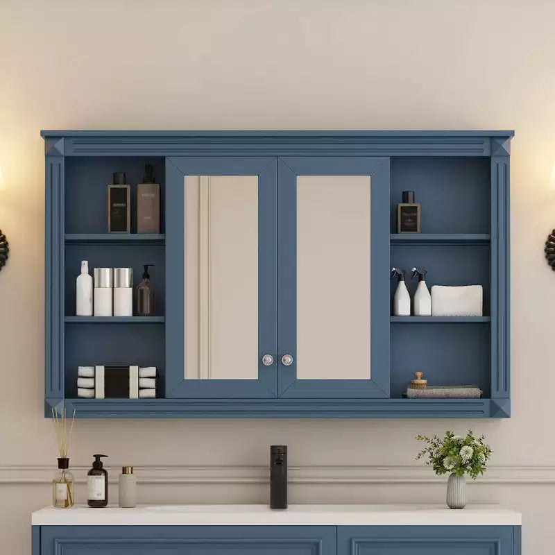 Whisen 47 Armoire de toilette à miroir, armoire à pharmacie murale avec étagère réglable