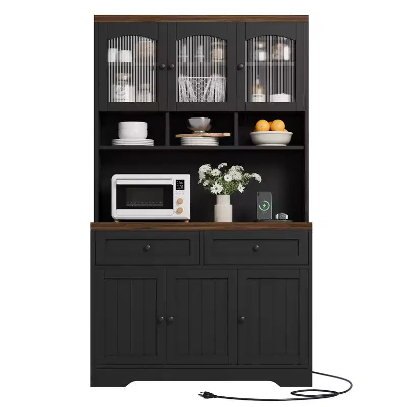 71 Armoire de cuisine avec station de recharge, Grand buffet de cuisine avec tiroirs de rangement pour salon, salle à manger