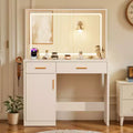 Okak Makeup Vanity with 3 Color Adjustable Mirror, Vanity Desk with Charging Station and Ample Storage, Dressing Table for Bedroom