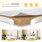 Coiffeuse Okak avec miroir réglable 3 couleurs, meuble-lavabo avec station de charge et grand espace de rangement, table de toilette pour chambre à coucher