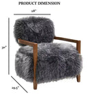 TUYOHW Fauteuil d'appoint Yeti de 71 cm de large, fauteuil de salon rembourré en fausse fourrure avec dossier et assise fixes, accoudoirs en bois de noyer, fauteuil pour salon, chambre à coucher