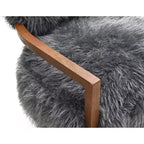 TUYOHW Fauteuil d'appoint Yeti de 71 cm de large, fauteuil de salon rembourré en fausse fourrure avec dossier et assise fixes, accoudoirs en bois de noyer, fauteuil pour salon, chambre à coucher