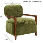 TUYOHW Fauteuil d'appoint Yeti de 71 cm de large, fauteuil de salon rembourré en fausse fourrure avec dossier et assise fixes, accoudoirs en bois de noyer, fauteuil pour salon, chambre à coucher