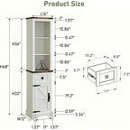 Meuble de rangement étroit de salle de bain de style ferme, Meuble de rangement de 68 po de hauteur