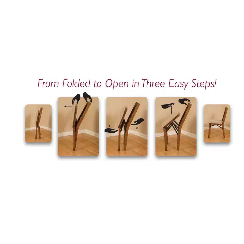 Stakmore Lot de 2 chaises pliantes rétro avec dossier rembourré, assise en polyester couleur bois fruitier, entièrement assemblées