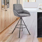Tabouret de bar Odessa 76 cm avec revêtement en tissu noir/gris anthracite - Armen Living : Structure en métal mat, dossier carré