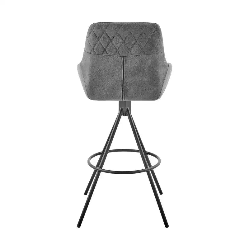 Tabouret de bar Odessa 76 cm avec revêtement en tissu noir/gris anthracite - Armen Living : Structure en métal mat, dossier carré