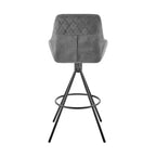 Tabouret de bar Odessa 76 cm avec revêtement en tissu noir/gris anthracite - Armen Living : Structure en métal mat, dossier carré