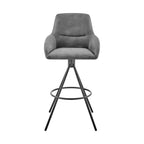 Tabouret de bar Odessa 76 cm avec revêtement en tissu noir/gris anthracite - Armen Living : Structure en métal mat, dossier carré