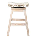 Tabouret de bar hauteur comptoir 24" avec incrustation de coquille de noix de coco Carnation marron - East At Main : Base en bois de manguier, aucun assemblage requis