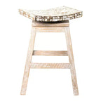Tabouret de bar hauteur comptoir 24" avec incrustation de coquille de noix de coco Carnation marron - East At Main : Base en bois de manguier, aucun assemblage requis