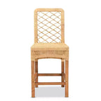 bali & pari Tabouret de bar hauteur comptoir en rotin et bois Moscou Noyer/Naturel : Style bohème, cadre en manguier, aucun assemblage requis